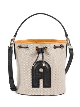 Leather Trim Bucket Bag