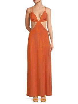 Dari Metallic Cutout Column Gown