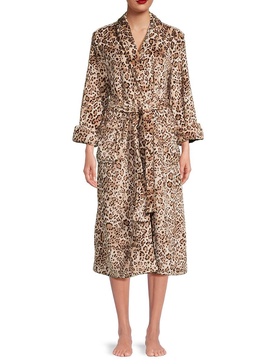 Animal Print Faux Fur Robe