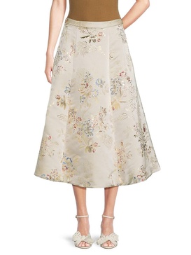 Eloise Floral Silk Blend Midi Skirt