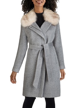 Wool Blend Wrap Coat