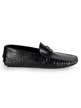 Textured Leather Driving Loafers