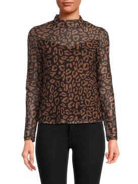 Leopard Print Mesh Top