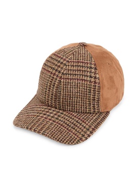 Houndstooth Wool Blend Baseball Cap