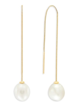 14K Yellow Gold & 9.5-10MM Freshwater Pearl Threader Earrings