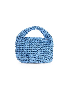 Petite Straw Crescent Top Handle Bag