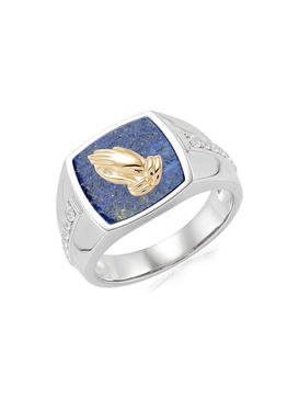 14K Yellow Gold, Sterling Silver, Sapphire & Lapis Ring