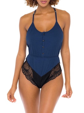 Scoopneck Lace Trim Bodysuit