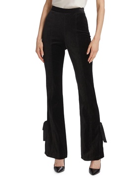 Long Lou Bow-Detailed High-Rise Velvet Pants