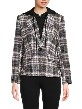 Monte Plaid Dickie Twofer Hoodie Blazer