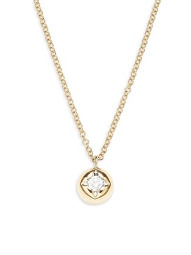 14K Yellow Gold & 0.08 TCW Diamond Round Pendant Necklace