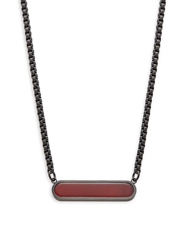 RT Black IP Plated Stainless Steel & Dark Carnelian Pendant Necklace