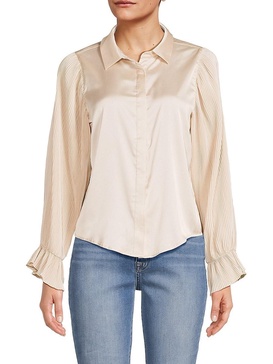 Pia Pleated Charmeuse Blouse