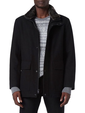 Brooks Faux Fur Collar Car Coat