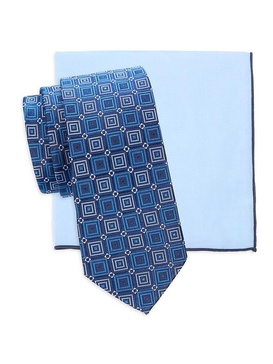 2-Piece Medallion Silk Tie & Pocket Square Set