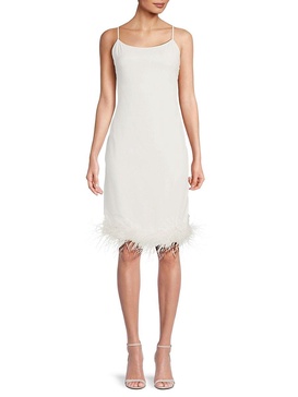 Marianna Ostrich Feather Trim Sheath Dress