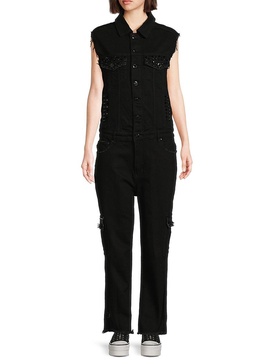 Spiked Denim Jumpsuit