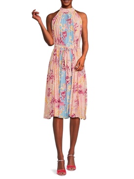 Print Belted Midi Dress