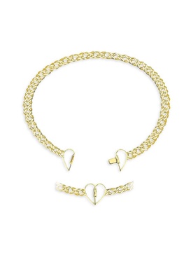 Love Struck Luxe Chain 14K Gold Vermeil & French Enamel Heart Choker Necklace