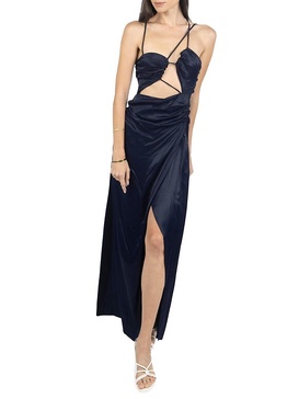 Cutout Side Slit Satin Gown