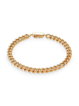 18K Goldplated & Cubic Zirconia Curb Chain Bracelet