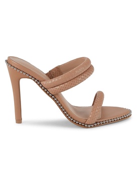 Jenni Snake-Embossed Heel Sandals