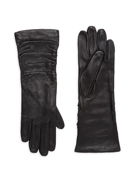 Ruched Leather Gloves