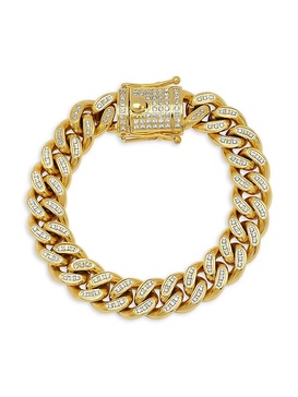 Stainless Steel & Simulated Diamond Cuban-Link Chain Bracelet