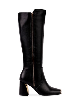 Link Square Toe Block Heel Knee Boots