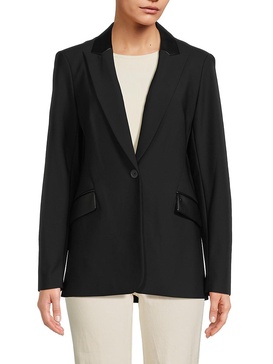 Faux Leather Single Breasted Blazer