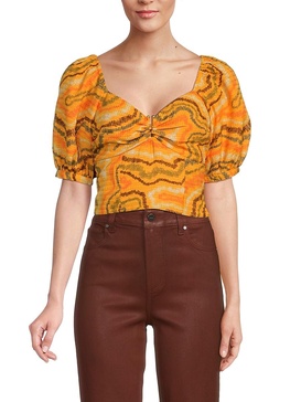 Karen Puff Sleeve Cropped Blouse