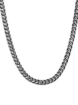 Oxidized Stainless Steel Wheat Chain Necklace/24"