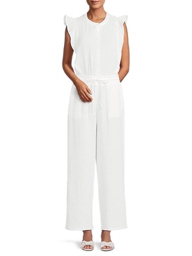 Band Collar Flutter Sleeve Jumpsuit