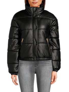 Faux Leather Puffer Jacket