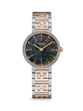 Forever Fendi 29MM Two Tone Stainless Steel & 0.25 TCW Diamond Bracelet Watch