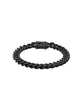 Black IP Plated Stainless Steel & Simulated Diamonds Cuban Link Bracelet