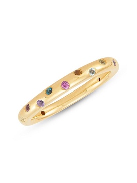 14K Yellow Gold Multi Stone Band Ring