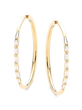 18K Goldplated & Cubic Zirconia Stacked Large Taper Hoop Earrings