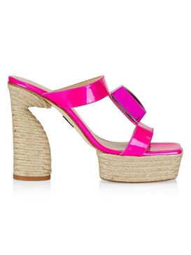 Leather Platform Espadrille Sandals