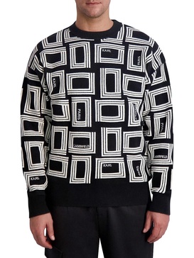 Men's Monogram Raised Jacquard Wool Sweater