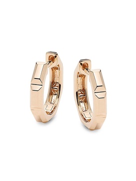 14K Yellow Gold Octagon Cut Huggie Earrings