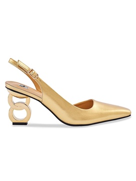 Rain Metallic Heel Slingback Pumps