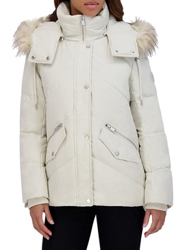 Daphne Faux Fur Chevron Quilted Down Jacket