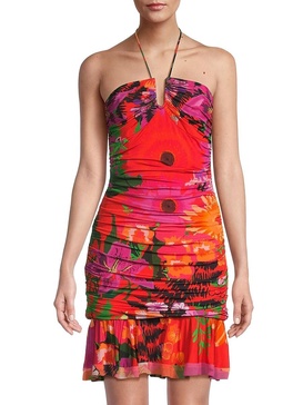 Bellamy Ruched Halter Mini Dress