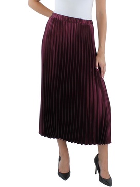 womens pleated pull on midi skirt