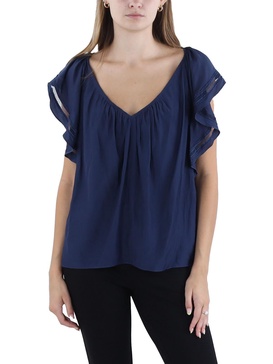 womens mesh gathered blouse