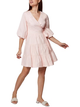 womens tiered cotton wrap dress