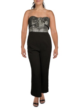 womens metallic strapless jumpsuit