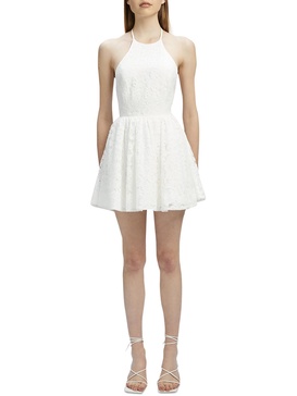 womens lace mini halter dress