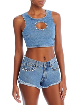 womens cutout cropped shell